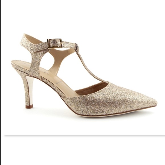 Unworn RON WHITE T-Strap Gold Glitter Pumps 37.5 - Picture 3 of 6